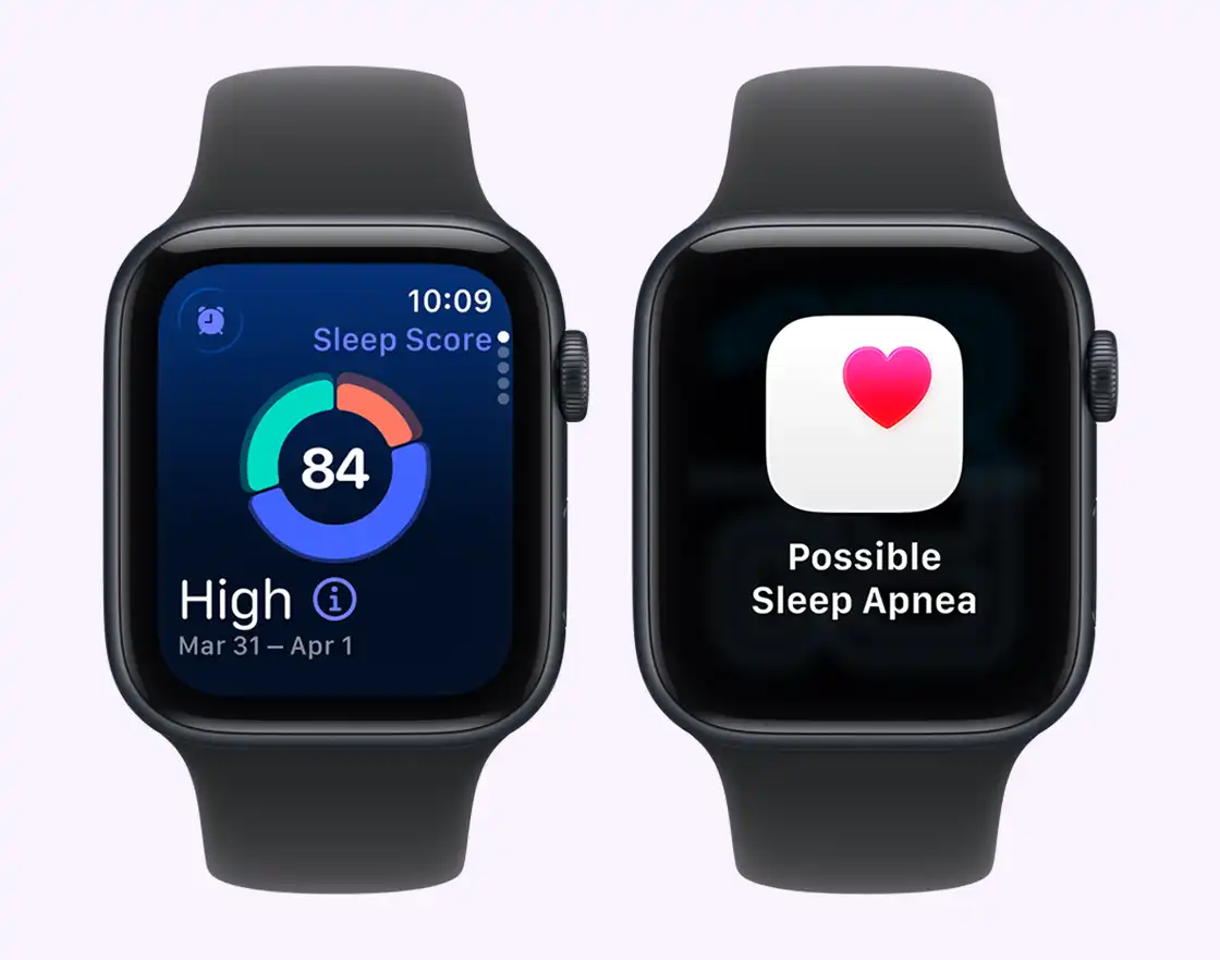 Apple Watch kijelző az alvási pontszámmal
