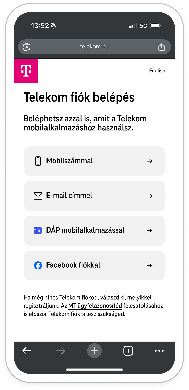 Lépj be böngészőben
      a Telekom fiókodba!