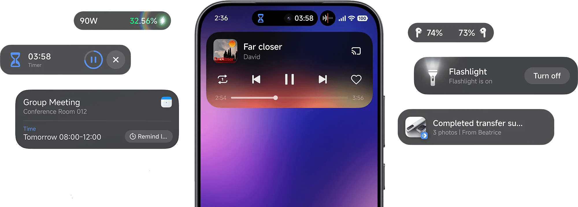 Xiaomi HyperIsland az állapotsávban