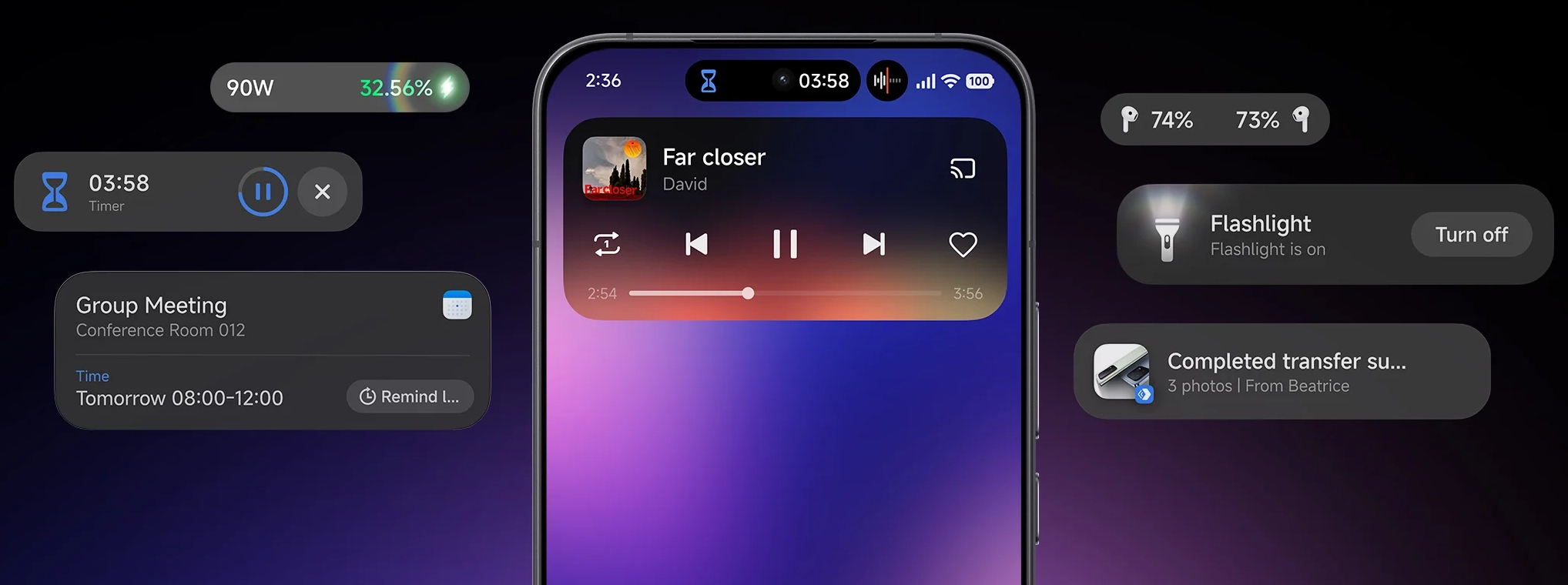 Xiaomi HyperIsland az állapotsávban