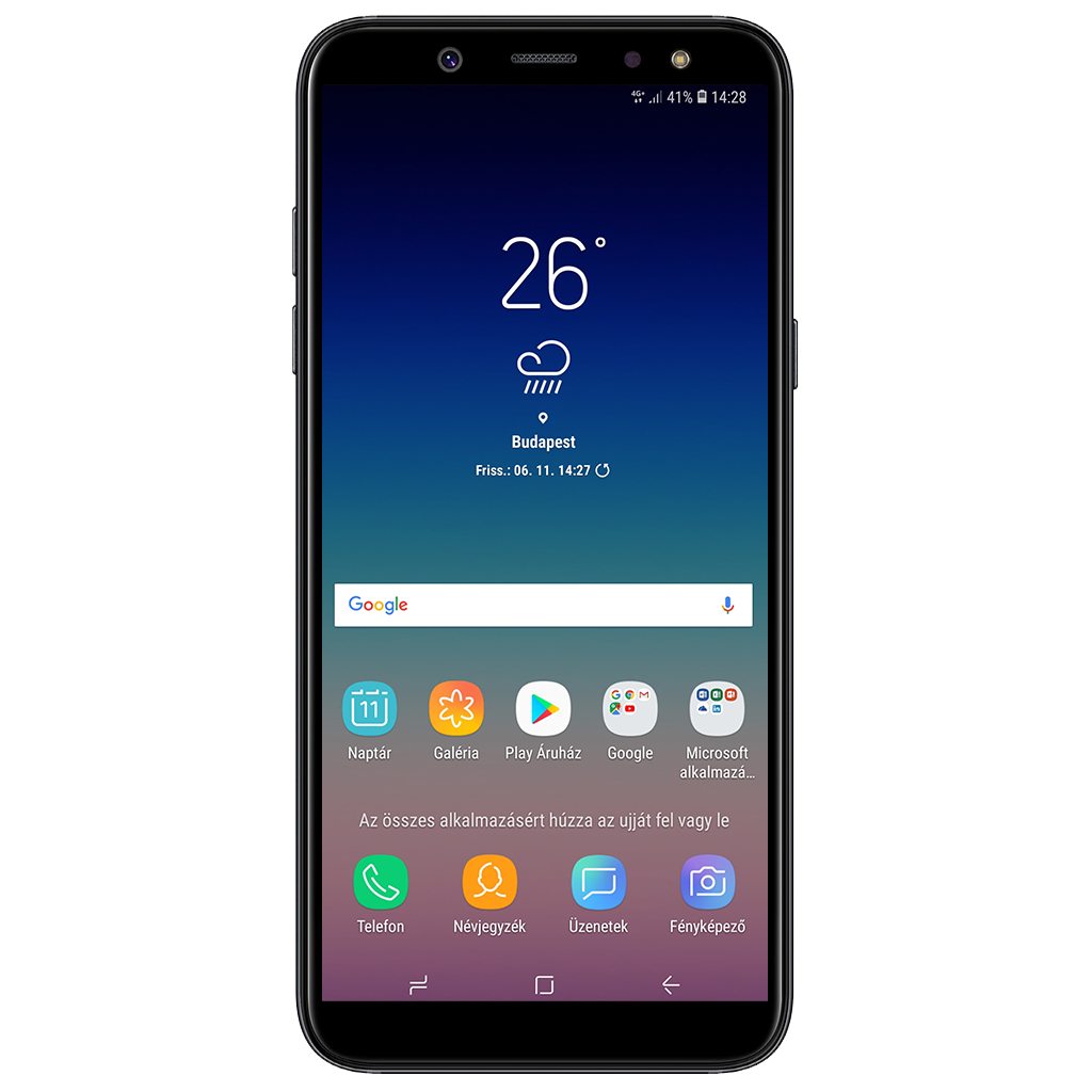 Samsung Galaxy A6 Dual SIM beállításának kijelzője