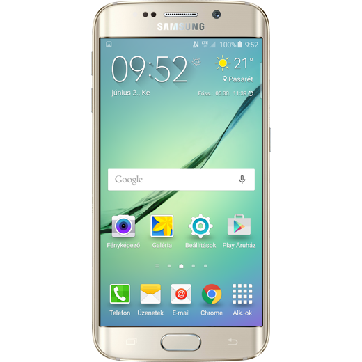 Samsung Galaxy S6 edge beállításának kijelzője