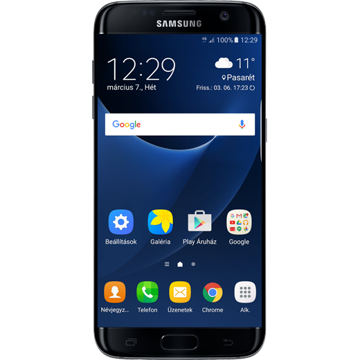 Samsung Galaxy S7 edge beállításának kijelzője