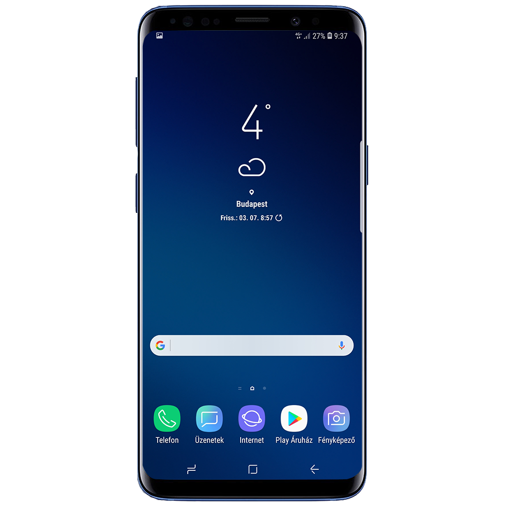 Samsung Galaxy S9+ beállításának kijelzője