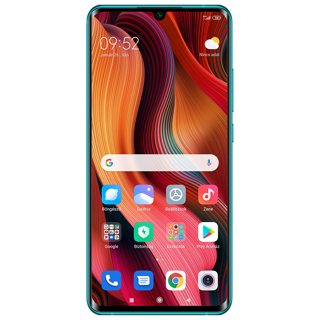 Xiaomi Mi Note 10 beállításának kijelzője